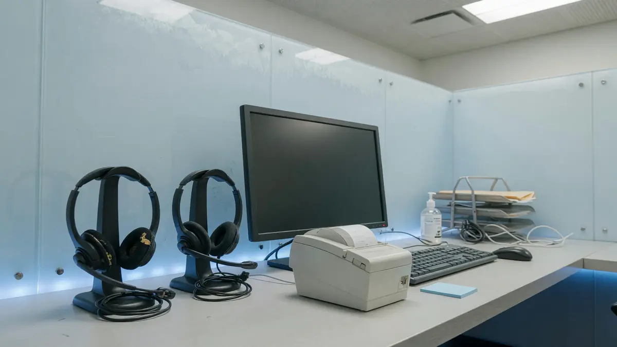 Customer-care support bay with headset dock