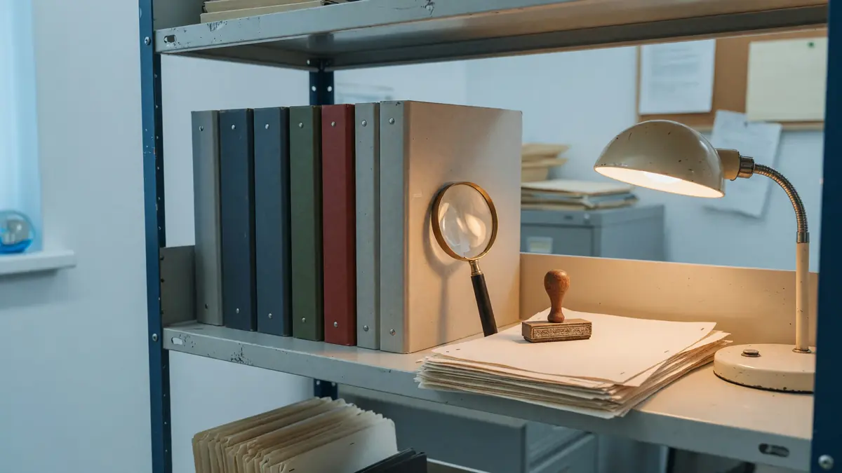 Evidence standards desk with source stamps