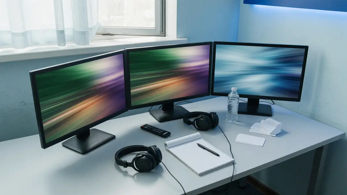 Viewing-matrix desk with schedule cards