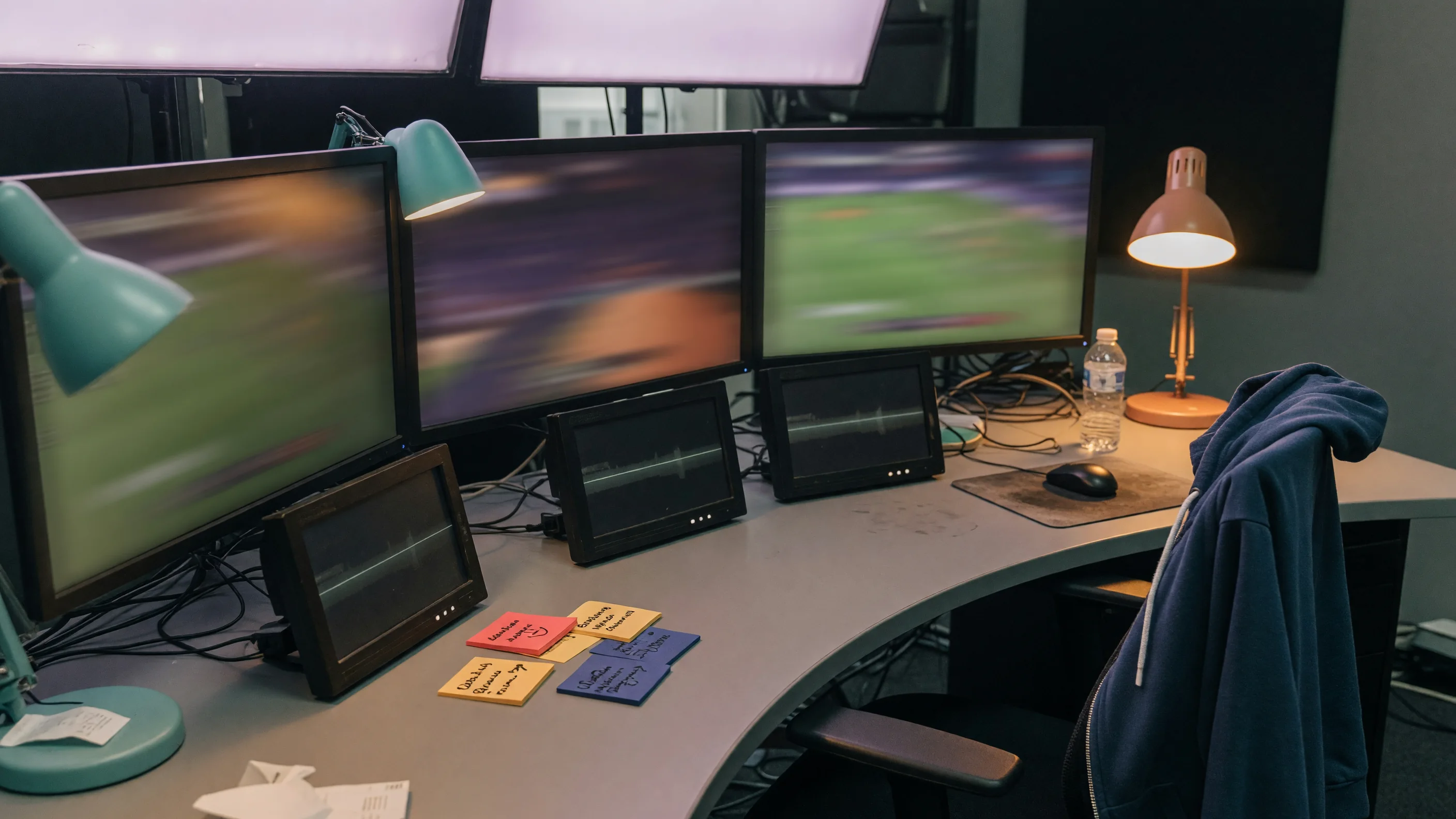 Post-match review wall with annotated stills